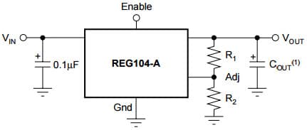 Typical Application Circuit for REG104 DMOS 1A Low-Dropout Regulator