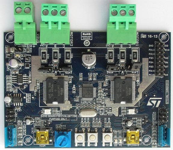 STEVAL-IHM042V1, Evaluation Board based on the STM32F303CC and L6230 Compact, Low-Voltage Dual Motor Control