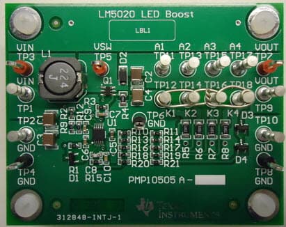 PMP10505, Boost Converter for 4 LED Strings