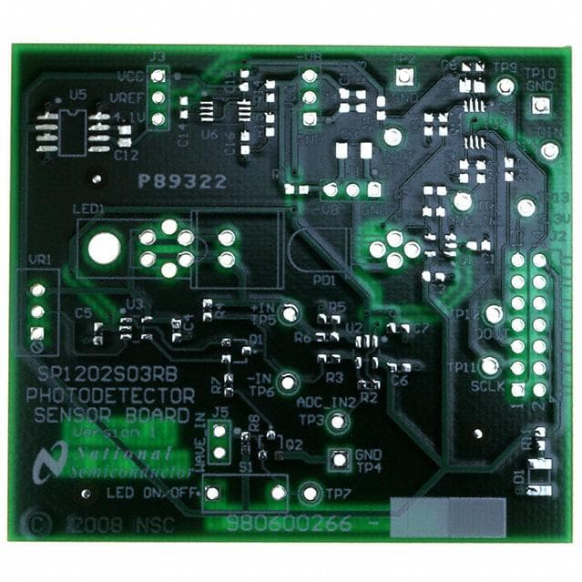 SP1202S03RB-PCB/NOPB, Photodiode Sensor Evaluation Board along with Sensor Signal Path Control Panel (Sensor Panel) software and SPUSI2 USB Interface