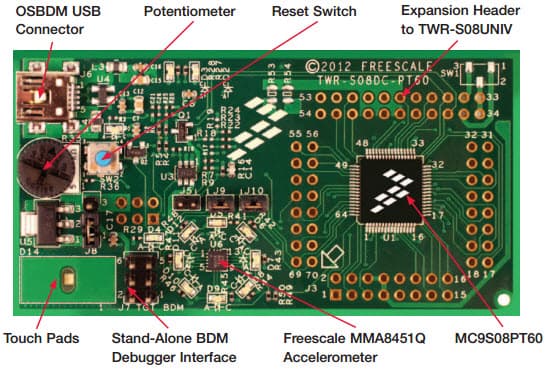 TWR-S08DC-PT60, MC9S08P Tower System Daughter Card for the PC9S08PT60VLH 5-Volt, 8-bit MCU