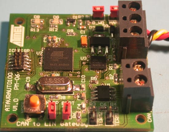 ATAVRAUTO100, Evaluation Kit designed to evaluate the AT90CAN128 AVR MCU supports CAN + LIN Protocols