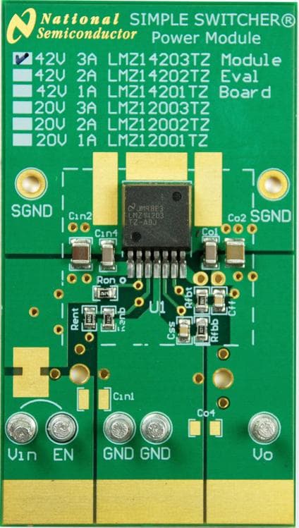 LMZ14202EVAL, Evaluation Module using LMZ14202 SIMPLE SWITCHER power