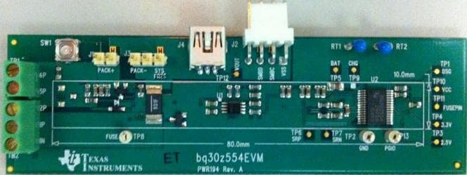 BQ30Z554EVM, Evaluation Board using bq30z554 cell Li-ion or Li-polymer battery gas gauge management and protection