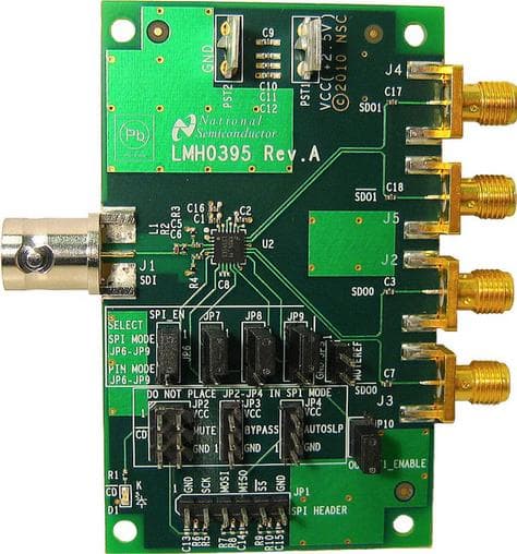 SD395EVK/NOPB, Evaluation Board for the LMH0395, 3G/HD/SD SDI Dual Output Adaptive Cable Equalizer