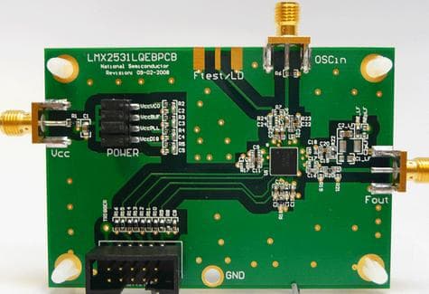 LMX25312820EVAL/NOPB, Evaluation Board using LMX2531LQ2820E high performance frequency synthesizer system with integrated VCO