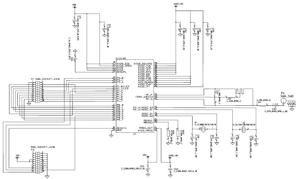 CC2430EM_REFDES, CC2430EM Reference Design for CC2430 Decoupling and RF Layout