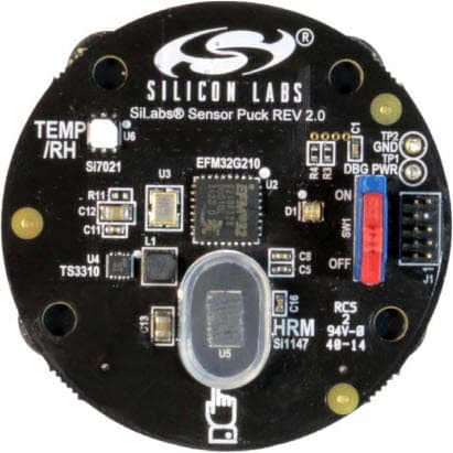 Sensor Puck Development Board for the Si1147 and Si7021 Temperature and Humidity Optical Sensor