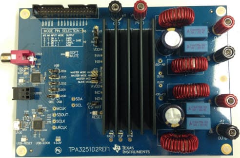 TIDA-00874, High Fidelity 175W Class-D Audio Amplifier with Digital Inputs and Processing Reference Design