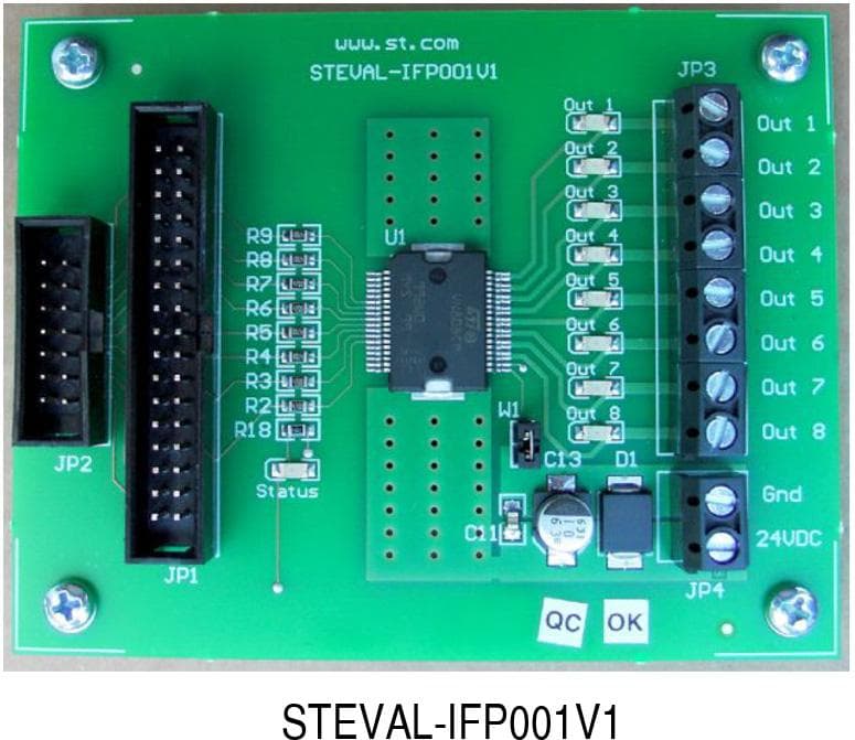 STEVAL-IFP001V1, Evaluation Board for a 8-channel high side driver reference board with VN808CM