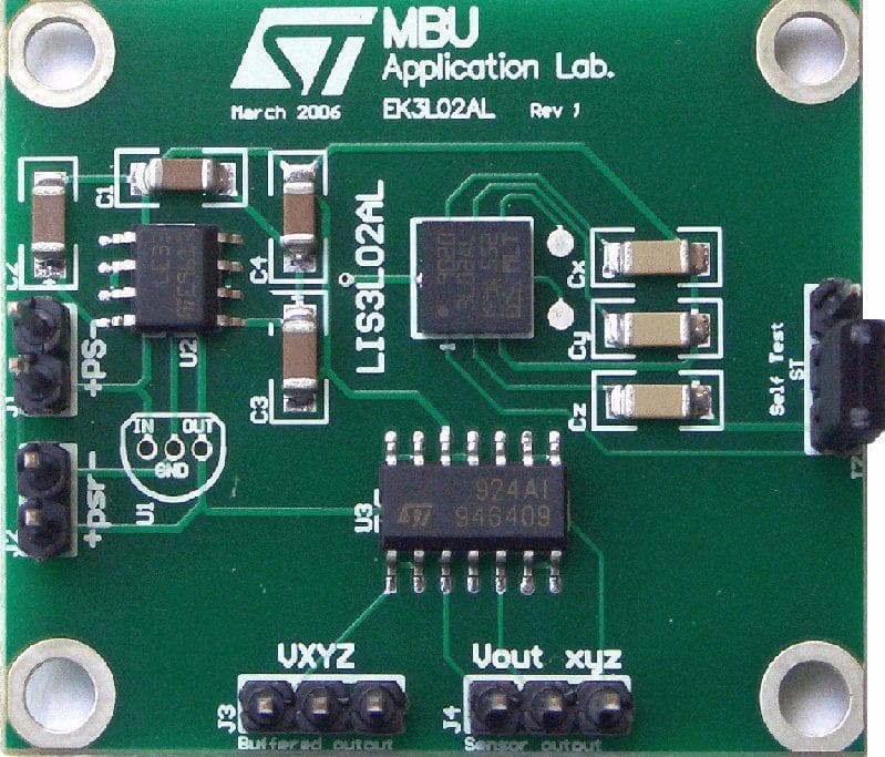 EK3L02AL, Evaluation Kit for LIS3L02AL Low-Power, 3-Axis, Linear Capacitive Accelerometer