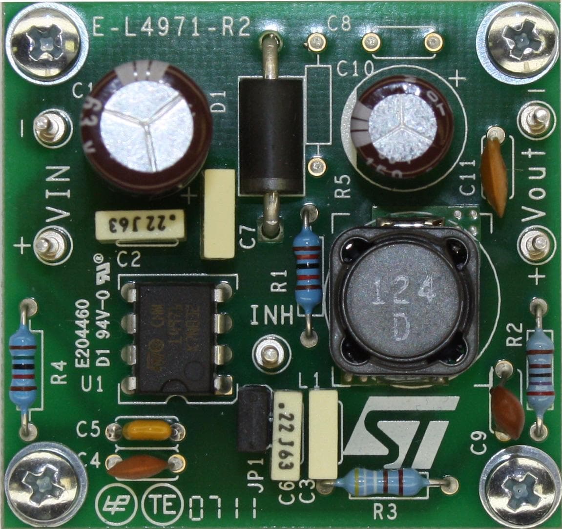 EVAL4971, Evaluation Board for the L4971, 1.5-A Step Down Switching Regulator