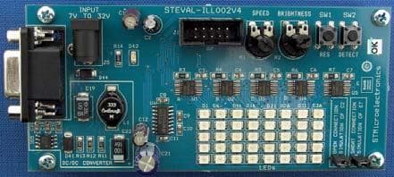 STEVAL-ILL002V4, Demonstration Board using STP08DP05 high-brightness LED driver with diagnostics (40 LEDs)