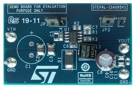 STEVAL-ISA095V1, Demonstration Board using ST1S14 up to 3 A step-down switching regulator in HSOP8 package