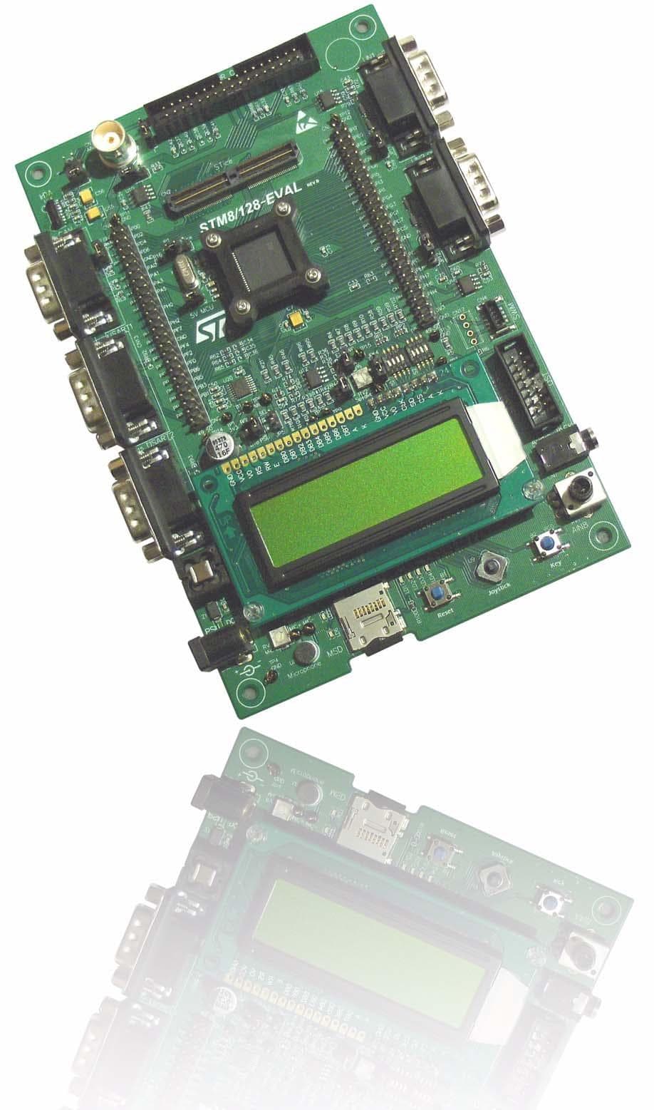 CB-8A/128-EVAL, Evaluation Board is designed as a complete development platform for STM8 core-based STM8Axx MCUs