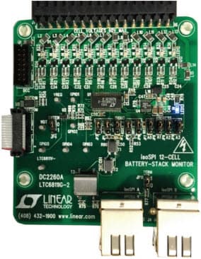 DC2260A, Demo Board Using LTC6811-2 multi-cell Battery Stack Monitor with Addressable isoSPI Interface