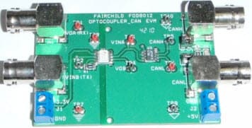 FEBFOD8012_CAN, Evaluation Board for FOD8012 Bi-Directional Logic Gate Optocoupler Provides Proven and Reliable Isolation to the Control Access Network (CAN) Interface