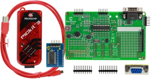 DV164139-2, Low Pin Count USB Development Kit with PicKit 3 Using PIC16F145x MCUs Family