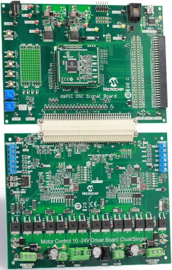 DV330100, Low Voltage Motor Control Development Bundle (Signal Board/Drive Board) to drive 2-BLDC/PMSM Motors