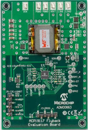 ADM00663, Evaluation Board for MCP19117 Flyback Converter