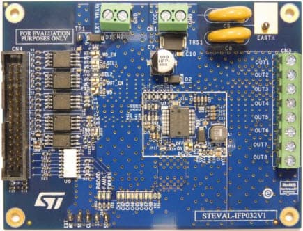 STEVAL-IFP032V1, 8-CH High-Side Driver Evaluation Board based on the VNI8200XP-32 Power Switch