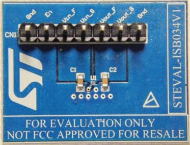 STEVAL-ISB034V1, Evaluation Board for the LDBL20 High PSRR, miniaturized 200 mA LDO