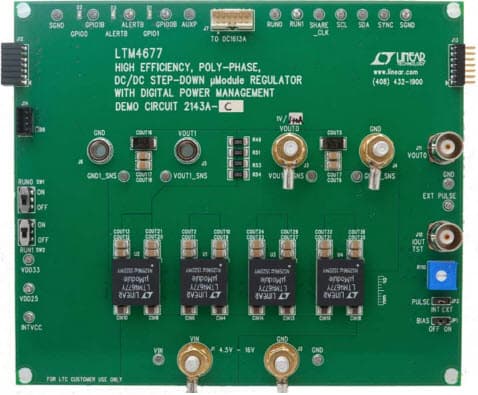 DC2143A-C, Demo Board Using 4x LTM4677 Module PMBUs Buck with 4.5V = VIN = 16V, Vout = 0.5V to 1.8V @ 144A