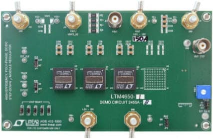 DC2455A-B, Demo Board Using 3x LTM4650-1 Buck Module Regulator with 4.5V = VIN = 15V, Vout = 0.9V to 1.8V @ 150A