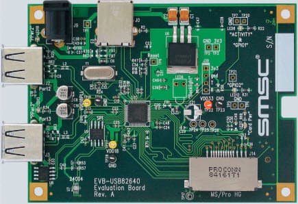 EVB-USB82640, Evaluation Board for USB82640 Auto-Grade USB 2.0 Hub and Flash Media Controller