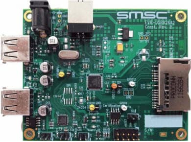 EVB-USB82642, Evaluation Board for USB82642 Auto-Grade USB 2.0 Hub with UCS81001 Battery Charging and Flash Media Controller