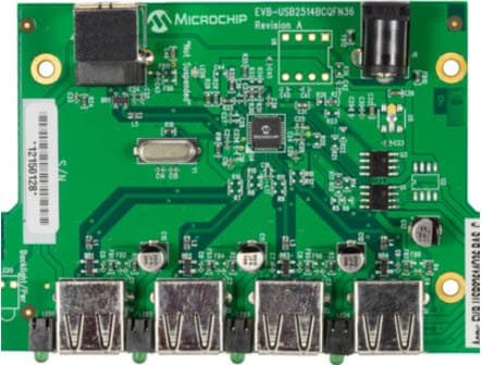 EVB-USB82514, Evaluation Board for USB82514 Automotive-Grade USB 2.0 Hi-Speed 4-Port Hub