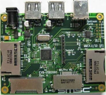 EVB-USB2660, Evaluation Board for USB2660 USB 2.0 2-Port Hub with Ultra Fast Flash Media Controller