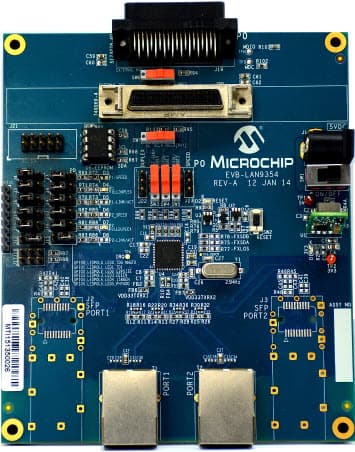 EVB-LAN9354, Evaluation Board for LAN9354 - 3-Port 10/100 Managed Ethernet Switch with Single RMII