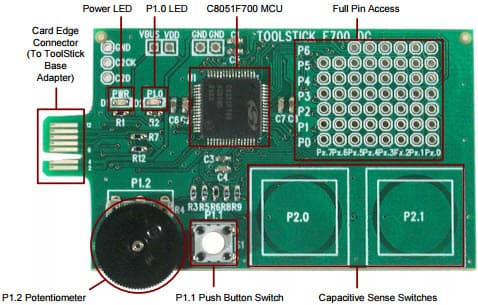 TOOLSTICK700DC, ToolStick-F700DC Evaluation Platform based on C8051F700 8051 MCU Daughter Cards