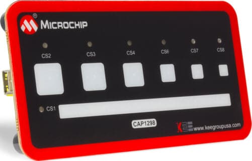 DM160223, CAP1208 Evaluation Kit provides an easy platform for evaluating and developing a variety of capacitive touch sense and proximity applications using CAP12XX family