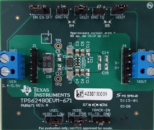 TPS62480EVM-671, Evaluation Module for TPS62480 5.5V Input, 6A Output, 2-Phase Step-Down Converter