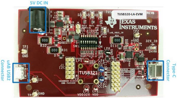 TUSB320-LA-EVM, Evaluation Module for TUSB320LAI USB Type-C Configuration Channel Logic and Port Control