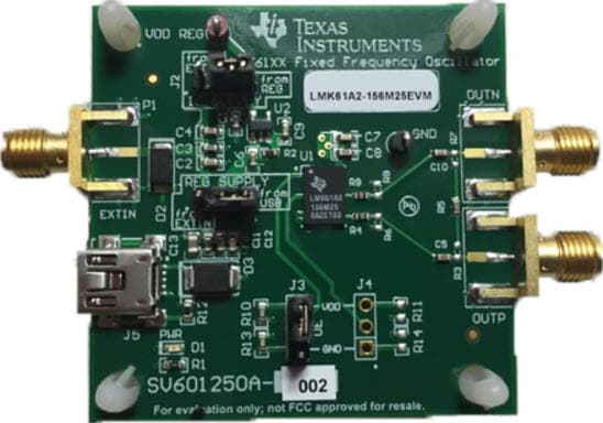 LMK61A2-156M25EVM, Evaluation Module for LMK61A2-156M25SIA Ultra-Low-Jitter Fixed Frequency Oscillator