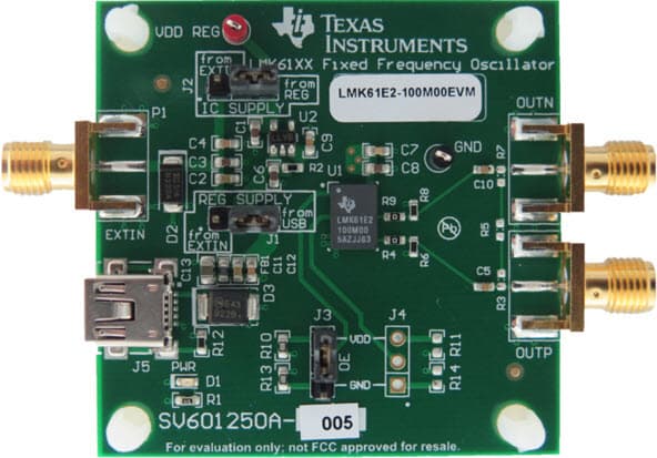 LMK61E2-100M00EVM, Evaluation Module for LMK61E2-100M00SIA Ultra-Low-Jitter Fixed Frequency Oscillator