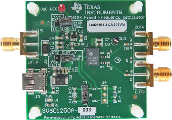 LMK61E2-312M50EVM, Evaluation Module for LMK61E2-312M50SIA Ultra-Low-Jitter Fixed Frequency Oscillator