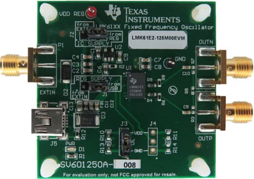 LMK61E2-125M00EVM, Evaluation Module for LMK61E2-125M00SIA Ultra-Low-Jitter Fixed Frequency Oscillator