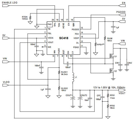 SC418EVB, Evaluation Kit for SC418 EcoSpeed DC-DC Buck Controller with Programmable LDO