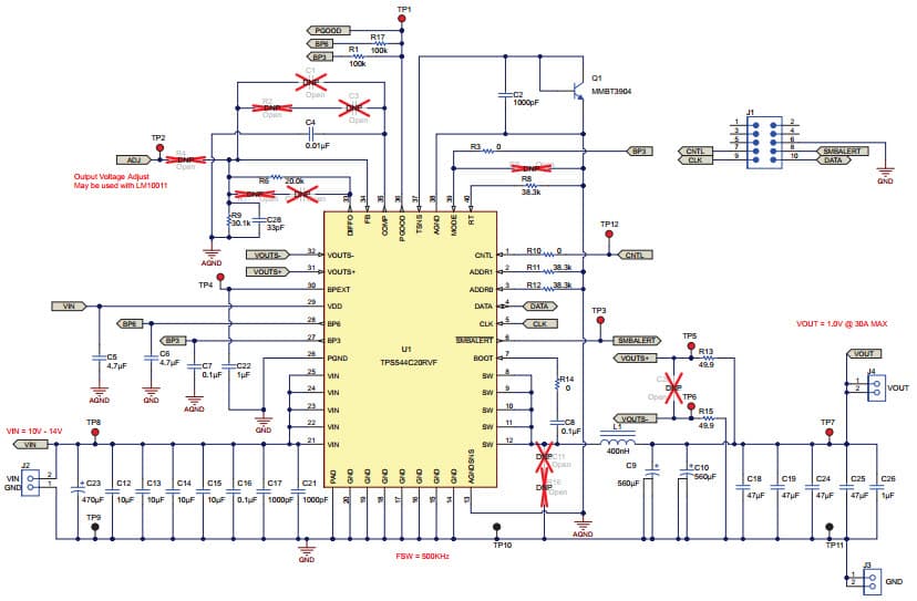 TPS544B20EVM-634, Evaluation Module for TPS544B20 Single-Output DC to DC Synchronous Buck Converter with PMBUs Interface