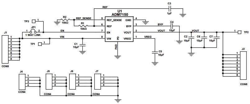 ADM7150CP-EVALZ, Evaluation Board for the Evaluating the ADM7150 Linear Regulator