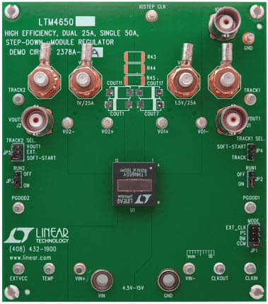 DC2378A-B, Demo Board for LTM4650-1 Buck module Regulator with 4.5V = VIN = 15V, Vout = 0.6V to 1.8V @ 50A or Dual 25A