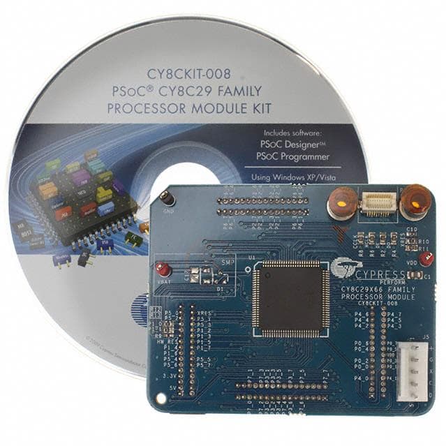 CY8CKIT-008, PSoC CY8C29 Family Processor Module Kit designed to evaluate and experiment with PSoC 1 programmable system-on-chip