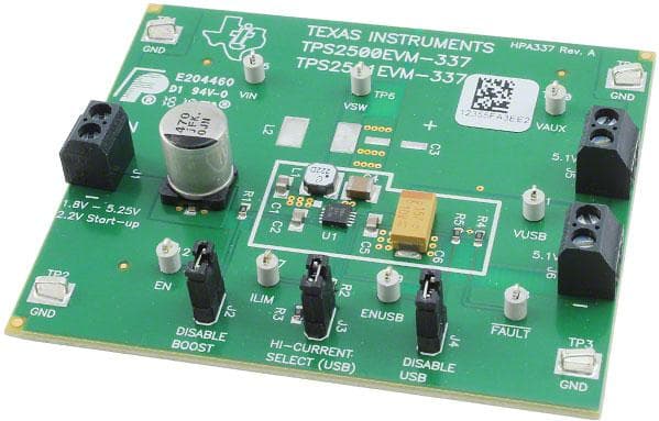 TPS2501EVM-337, Power-Distribution Switch with Low Voltage Input Evaluation Module Using TPS2501