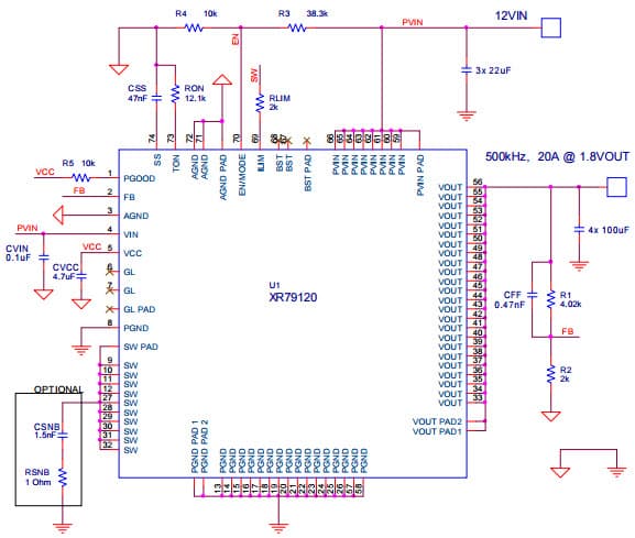 XR79120EVB, Evaluation Kit for XR79120 22V, 20A Synchronous Step Down COT Power Module