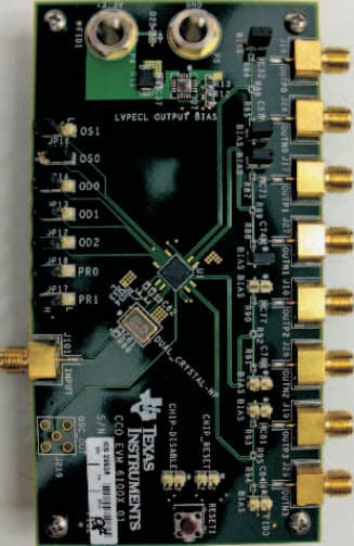 CDCM6100XEVM, Evaluation Module for the CDCM61001 or CDCM61002 or CDCM61004 are high-performance, low phase noise Clock Generators