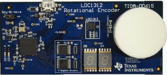 TIDA-00615, Reference Design Using the LDC1312/LDC1314 Inductive Sensing 32-Position Encoder Knob